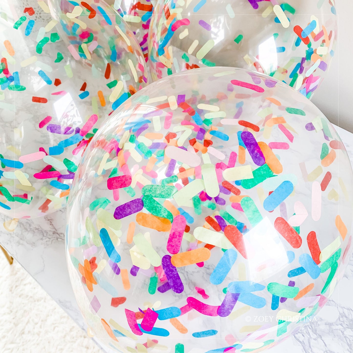 Sprinkle Confetti Balloons – 12" Clear Latex (Multi-Color)