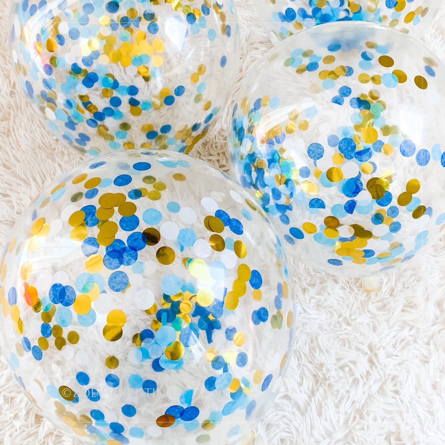 Nautical Confetti Balloons – 12” Clear Latex Balloons with Blue & Gold Mix