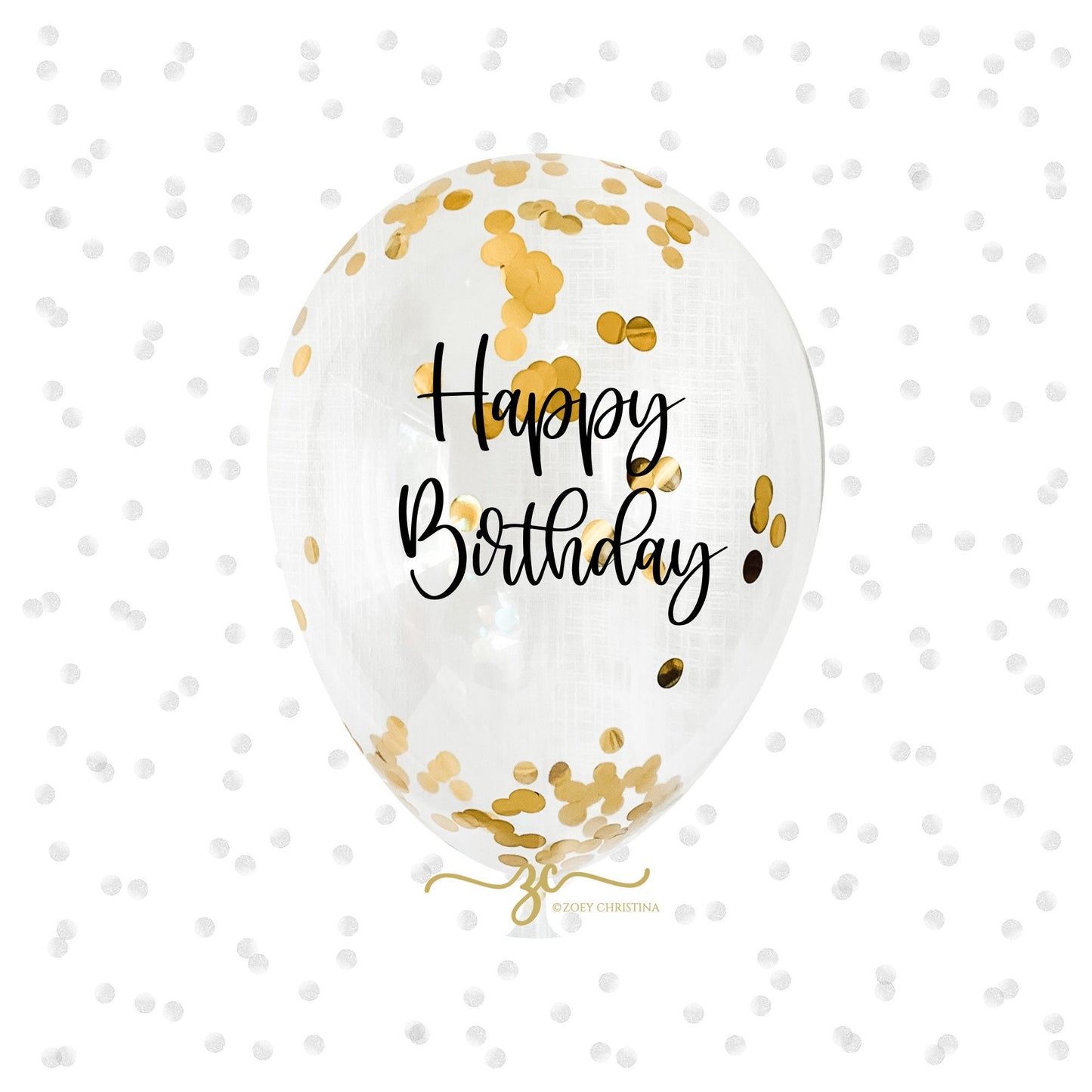 Happy Birthday Confetti Balloons – 12” Clear Latex with Gold or Rose Gold Confetti