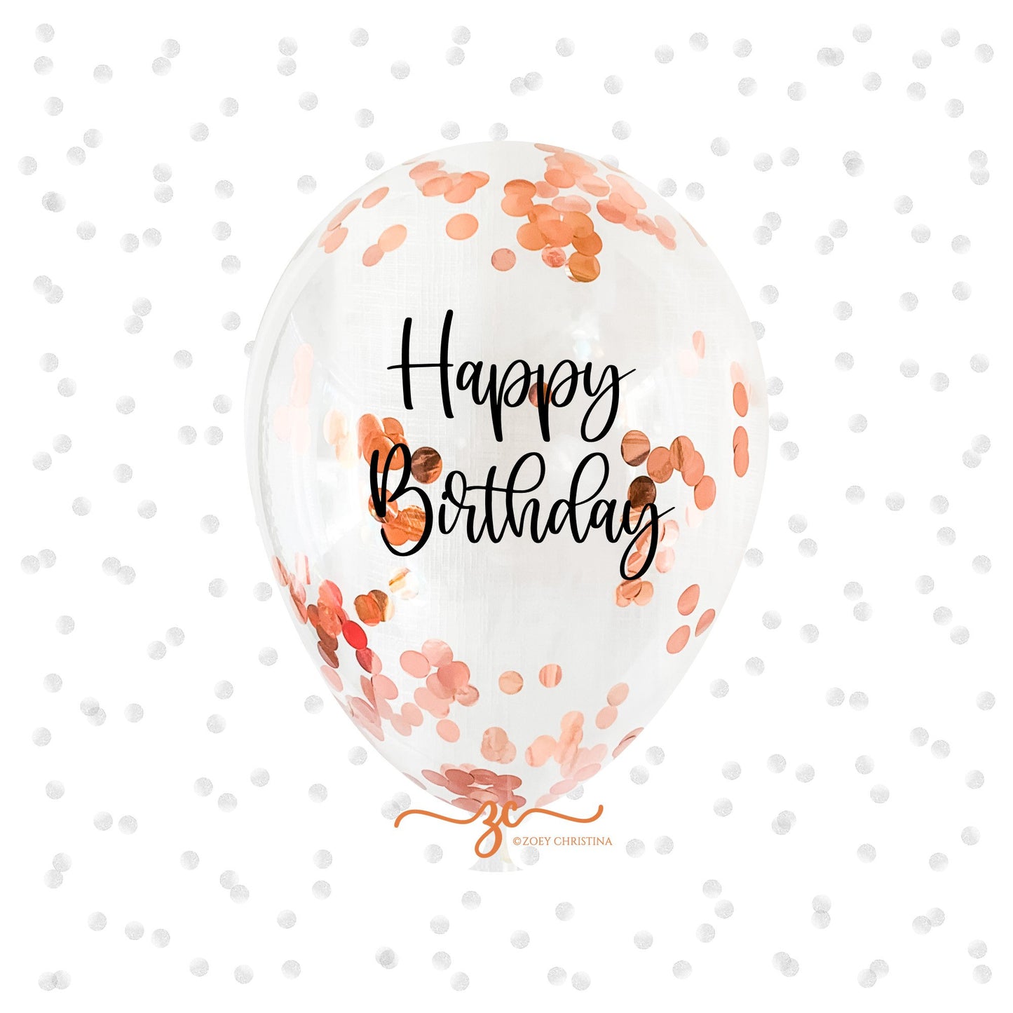 Happy Birthday Confetti Balloons – 12” Clear Latex with Gold or Rose Gold Confetti