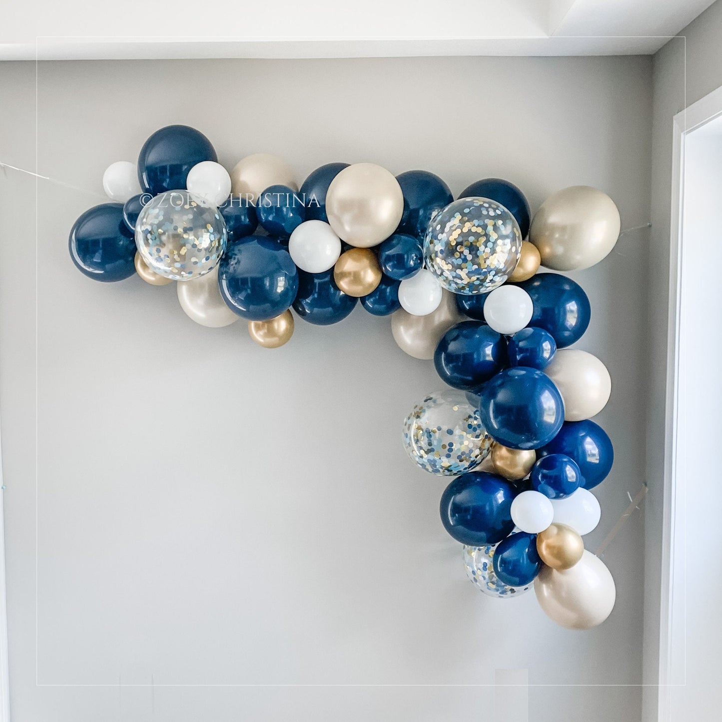 Nautical Balloon Garland Kit – Navy Blue, Soft Gold & White Balloon Arch