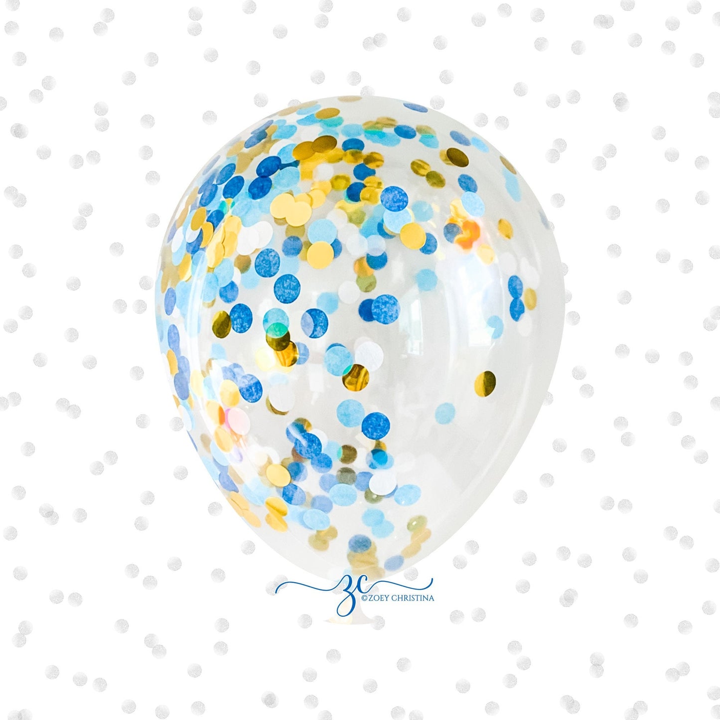 Nautical Confetti Balloons – 12” Clear Latex Balloons with Blue & Gold Mix