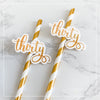 Gold & Rose Gold "Thirty" Paper Straws – 30th Milestone Party Supplies