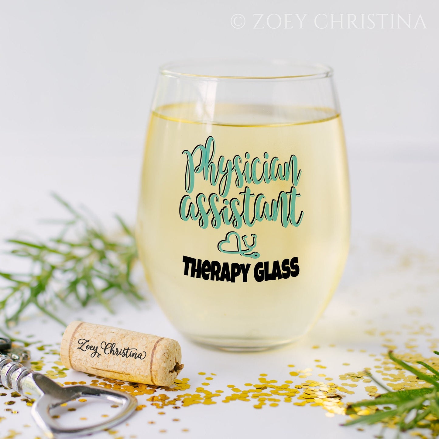 Physician Assistant Therapy Stemless Wine Glass, PA Graduation Gift