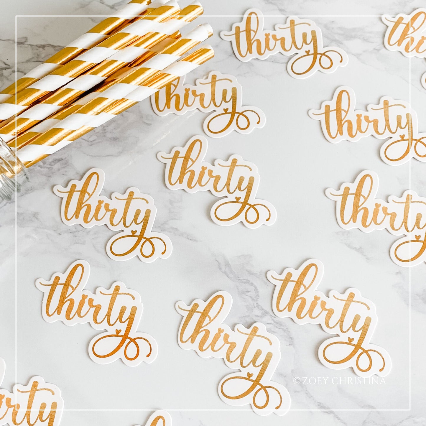 Gold & Rose Gold "Thirty" Paper Straws – 30th Milestone Party Supplies