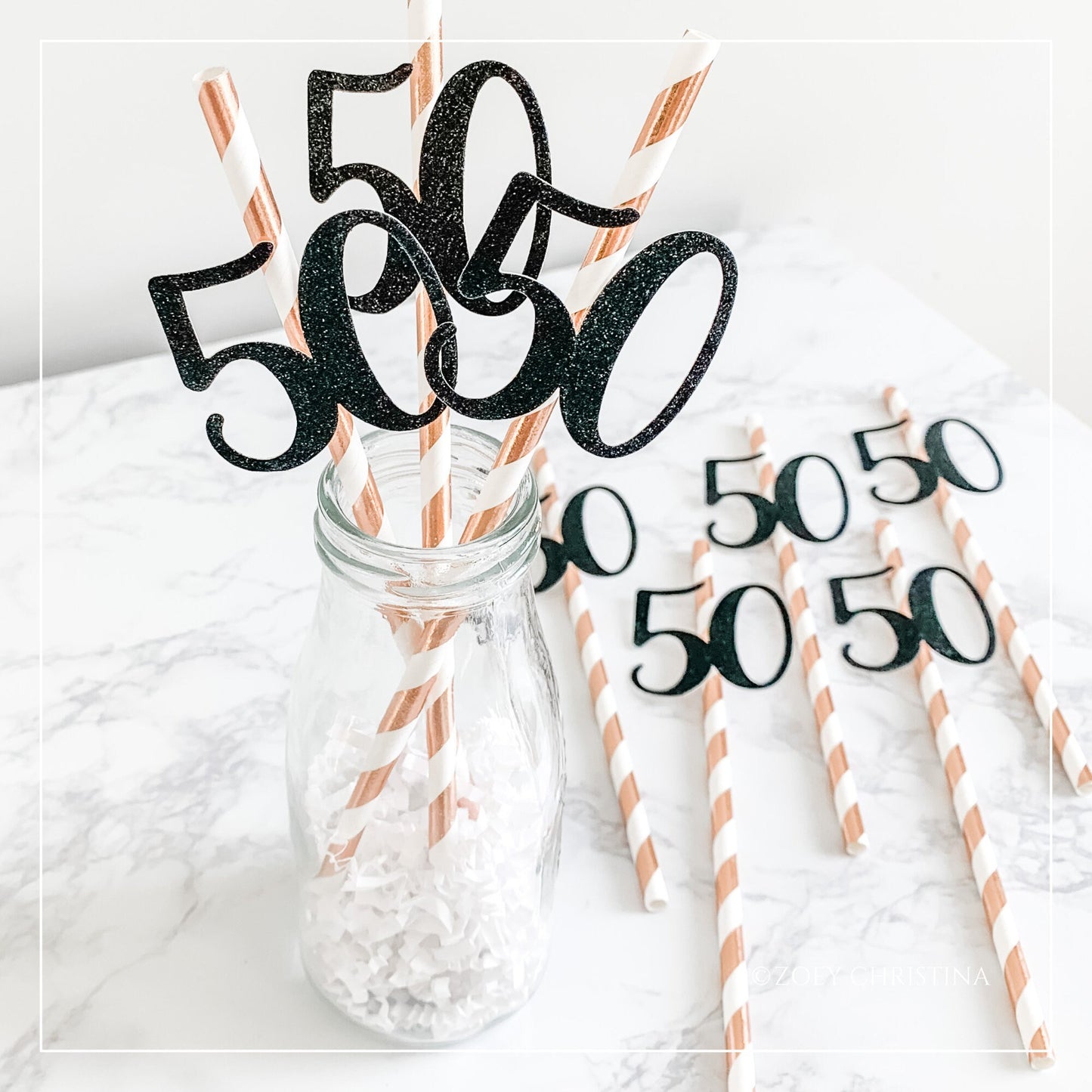 Milestone Party Straws – 50th Anniversary & Golden Birthday Celebration Decor