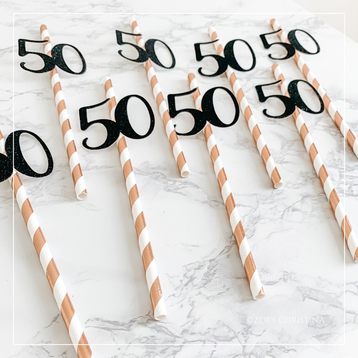 Milestone Party Straws – 50th Anniversary & Golden Birthday Celebration Decor