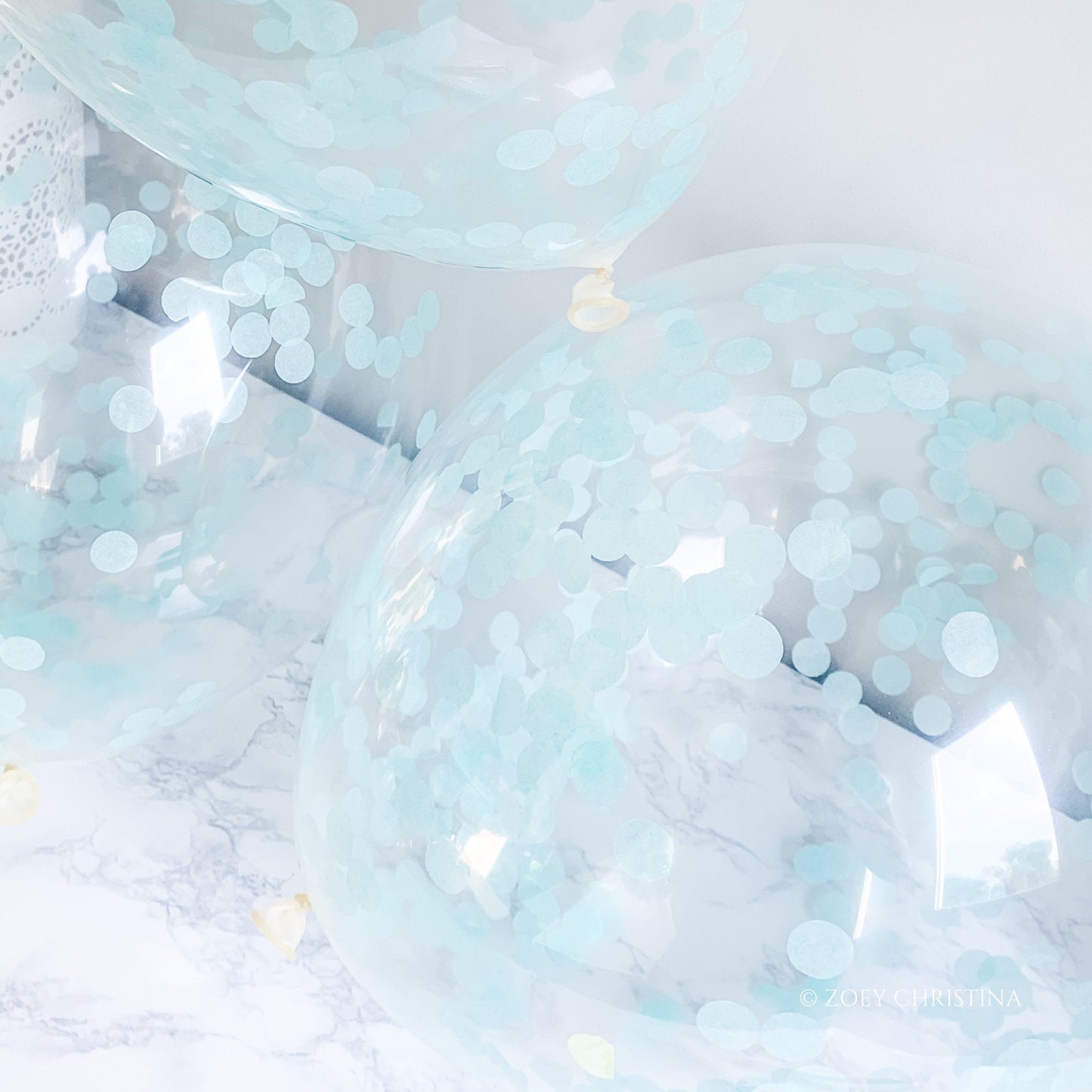 Light Mint Confetti Balloons – 12" Clear Latex Balloons for Parties & Events