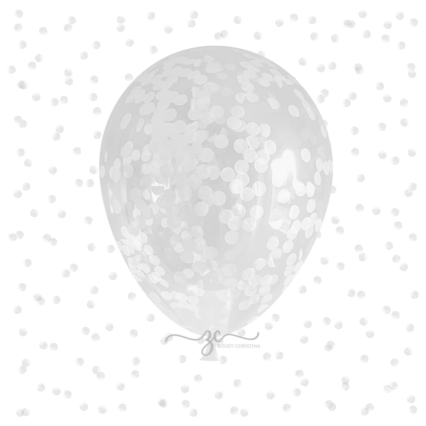 White Confetti Balloons – 12" Clear Latex Balloons for Weddings & Elegant Events