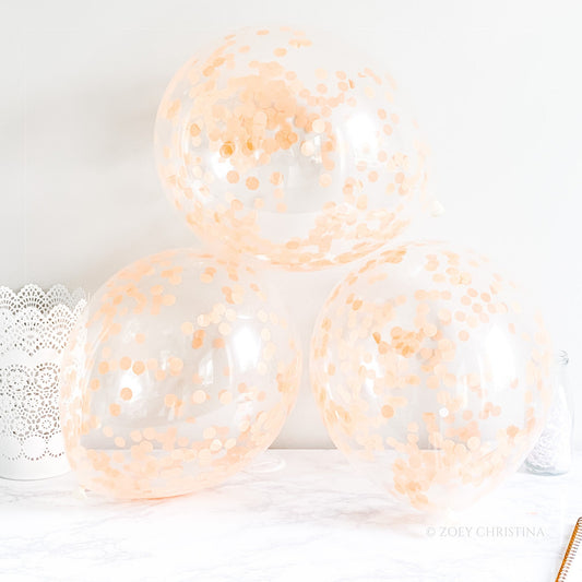 Pastel Orange Confetti Balloons β 12" Clear Latex Balloons for Elegant & Boho Parties