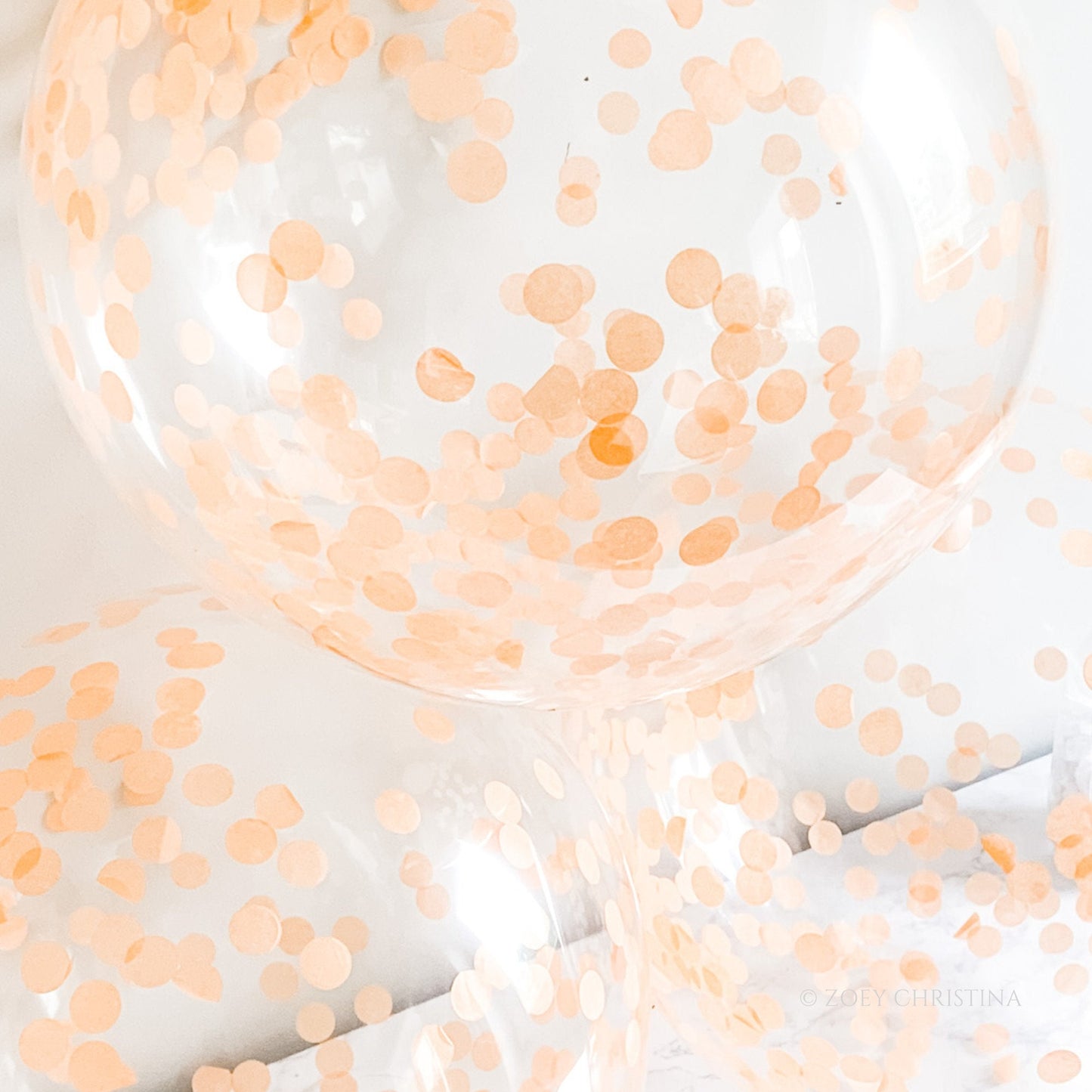 Pastel Orange Confetti Balloons – 12" Clear Latex Balloons for Elegant & Boho Parties