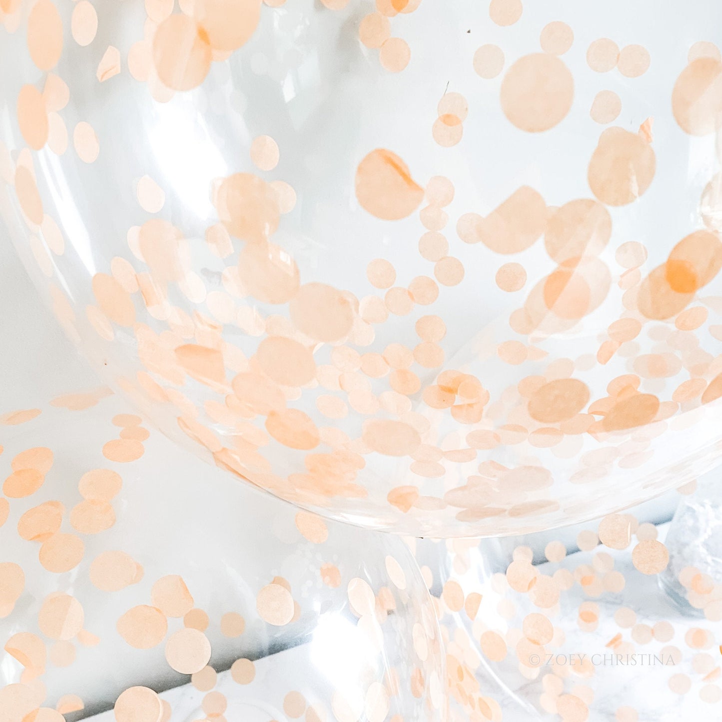 Pastel Orange Confetti Balloons – 12" Clear Latex Balloons for Elegant & Boho Parties