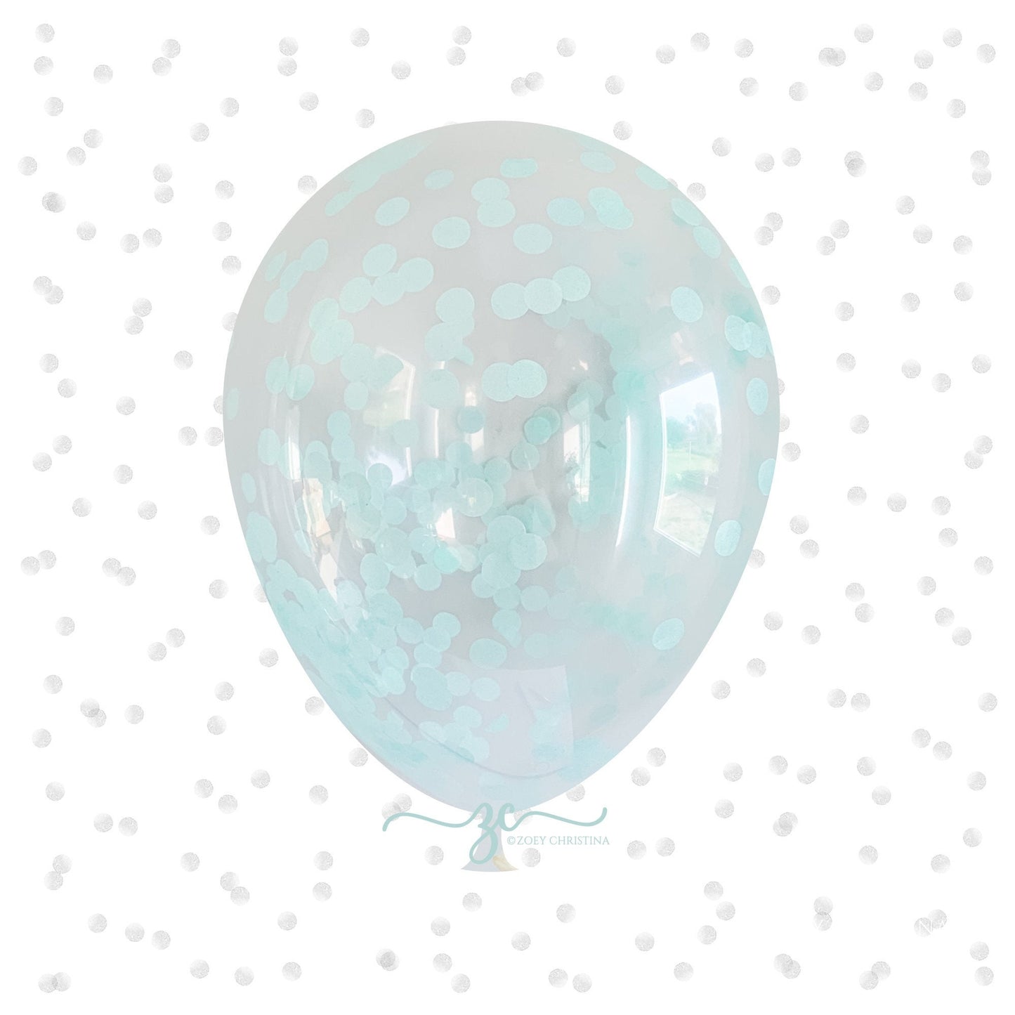 Light Mint Confetti Balloons – 12" Clear Latex Balloons for Parties & Events