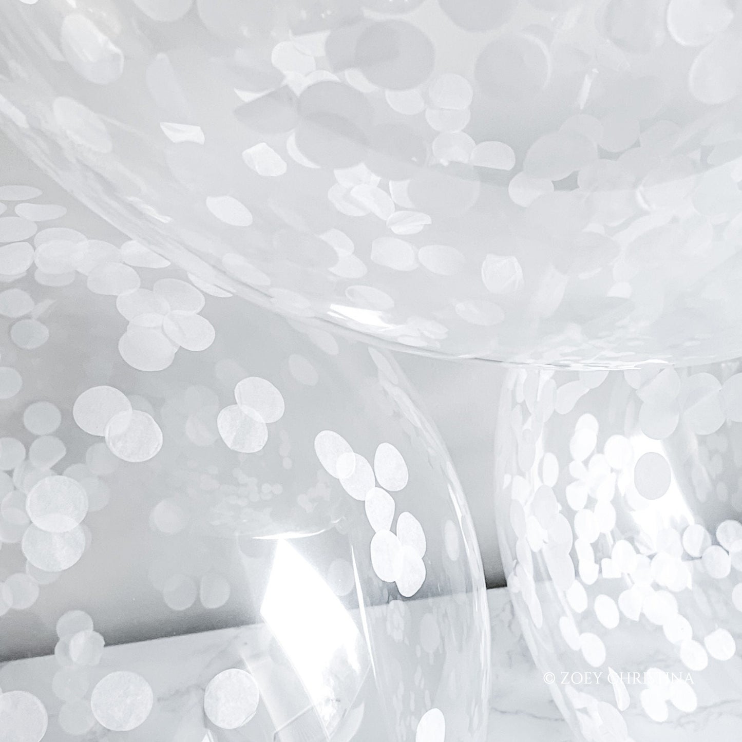 White Confetti Balloons – 12" Clear Latex Balloons for Weddings & Elegant Events