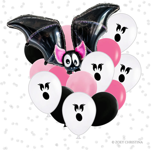 π¦ Halloween Balloon Bouquet β Ghost Face + Exclusive Bat Foil Balloon