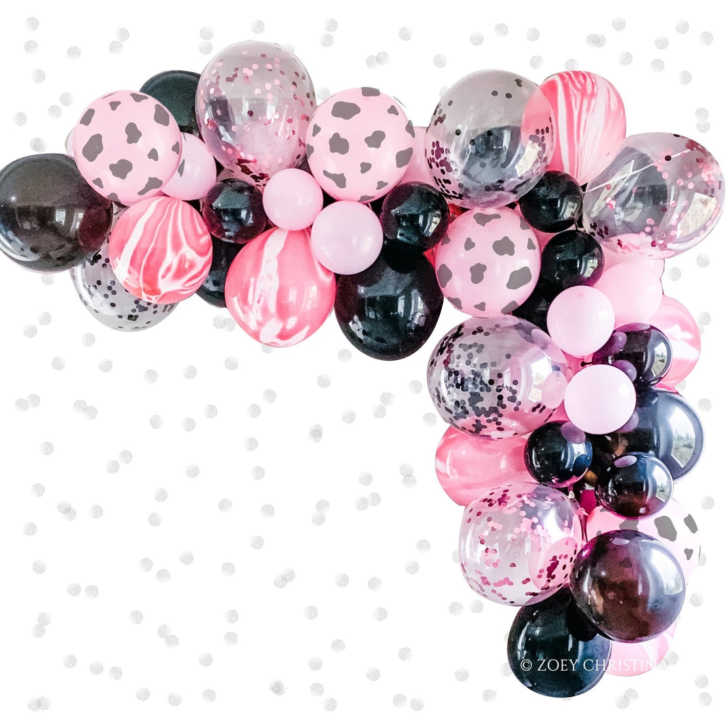 Pink Rodeo Balloon Garland – Black, Pink & Cowprint Western Party Arch Kit