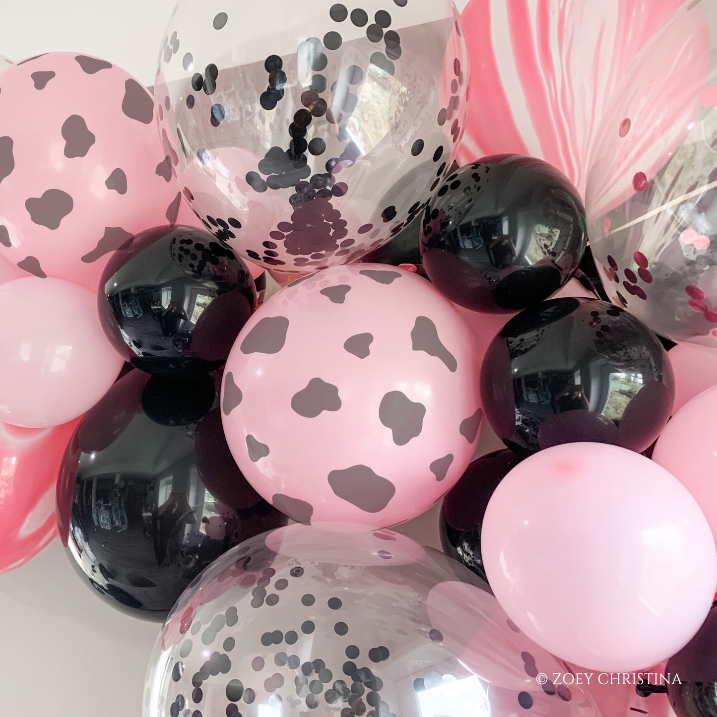 Pink Rodeo Balloon Garland – Black, Pink & Cowprint Western Party Arch Kit