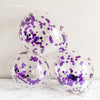 Purple Foil Confetti Balloons – 12" Clear Latex Balloons for Parties & Events