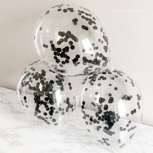 Black Confetti Birthday Balloon Confetti balloon bouquet, Black balloon party decorations for her, Cheers to 50 years birthday arrangement