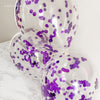 Purple Foil Confetti Balloons – 12" Clear Latex Balloons for Parties & Events