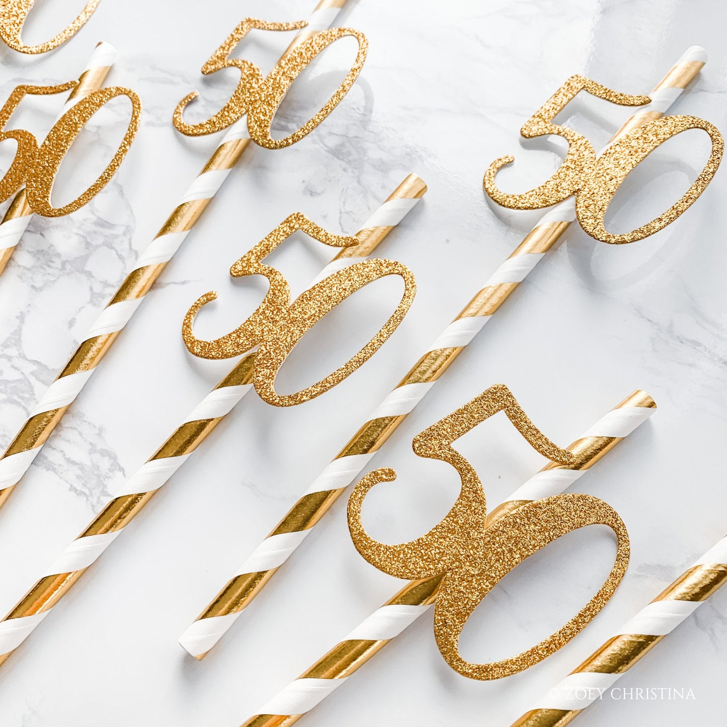 Milestone Party Straws – 50th Anniversary & Golden Birthday Celebration Decor