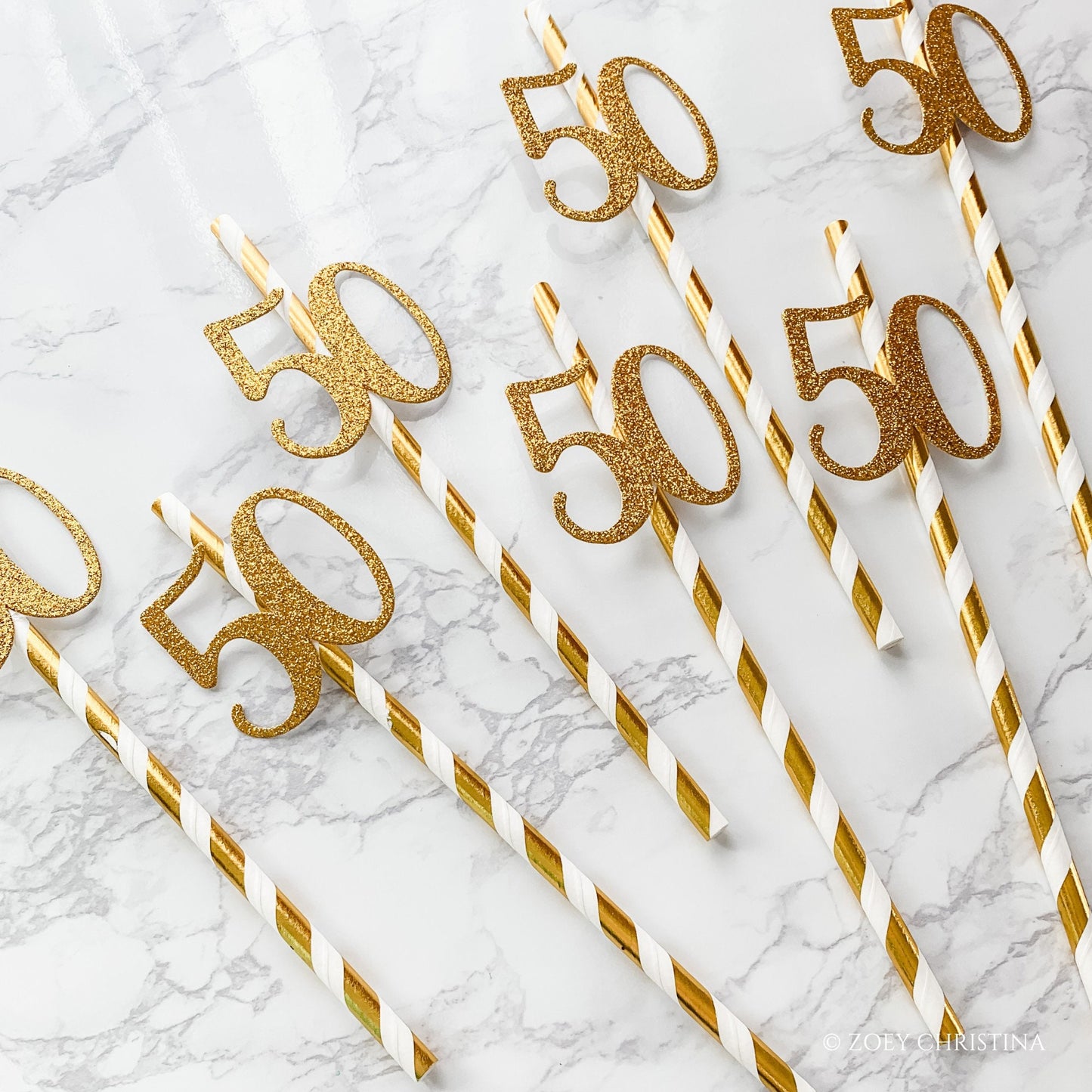 Milestone Party Straws – 50th Anniversary & Golden Birthday Celebration Decor