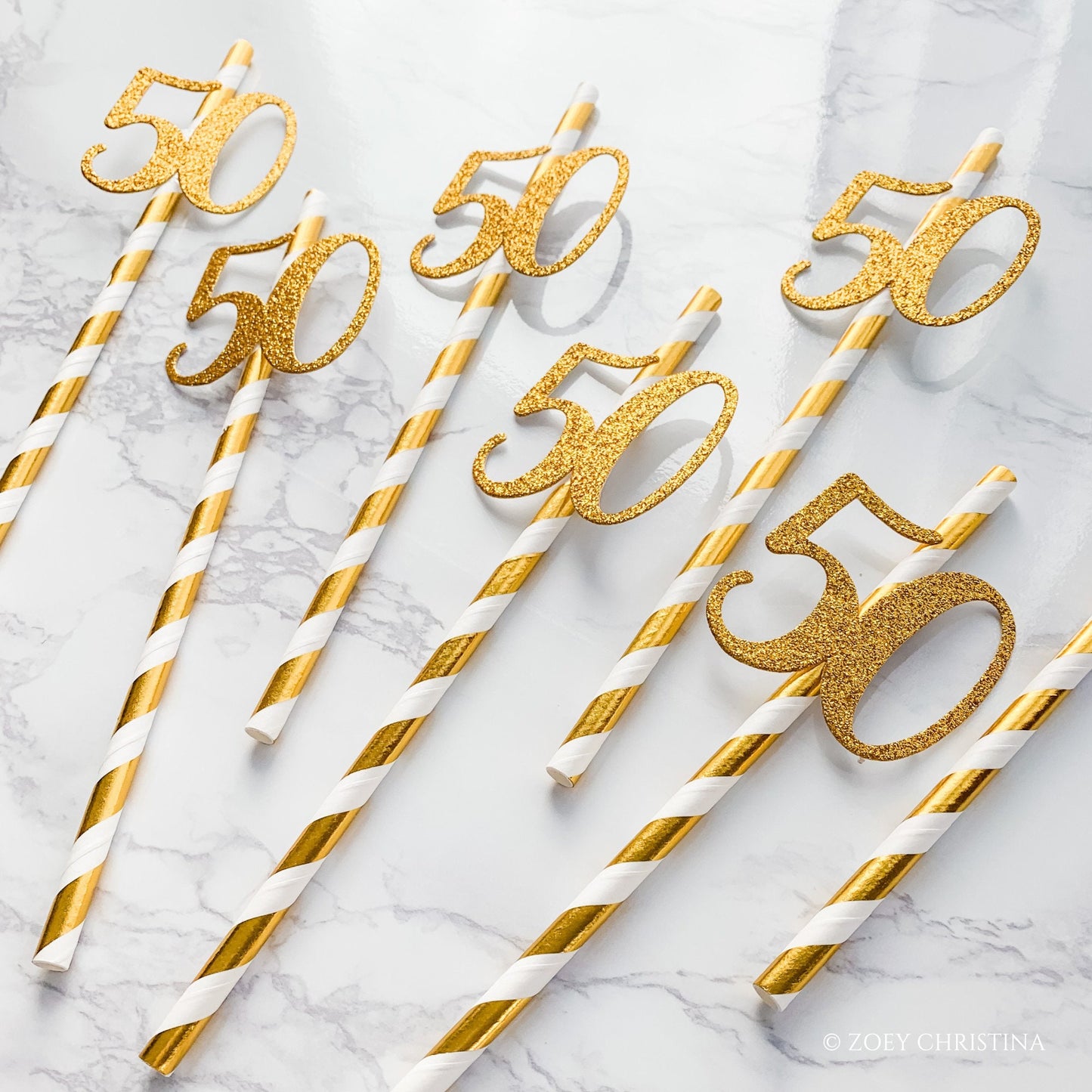 Milestone Party Straws – 50th Anniversary & Golden Birthday Celebration Decor