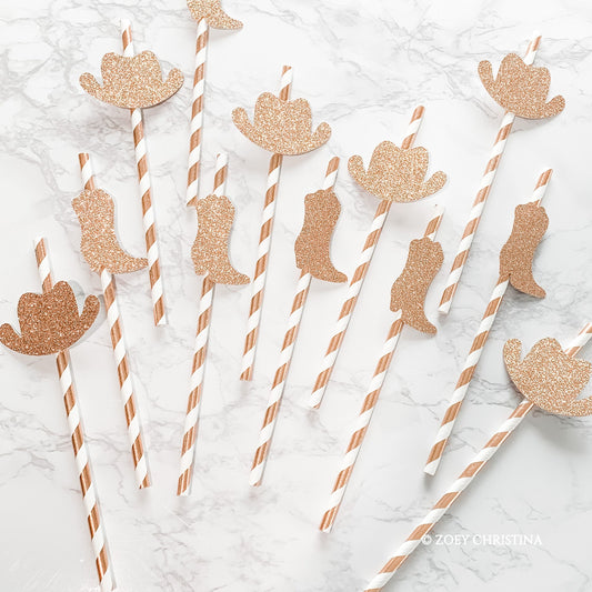 Western-Themed Paper Straws – Cowboy Boot & Hat Party Supplies