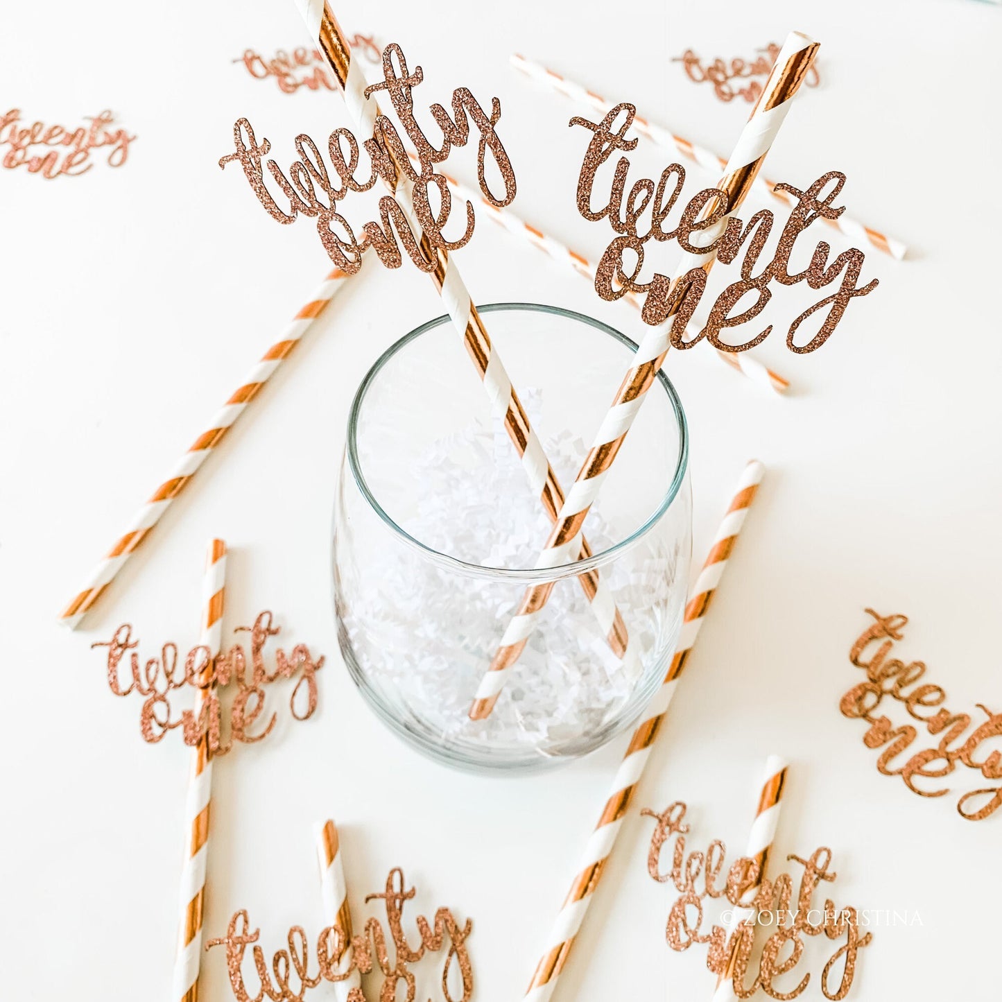 Glitter "Twenty One" Party Straws – 10 Pack for 21st Birthday Drinks