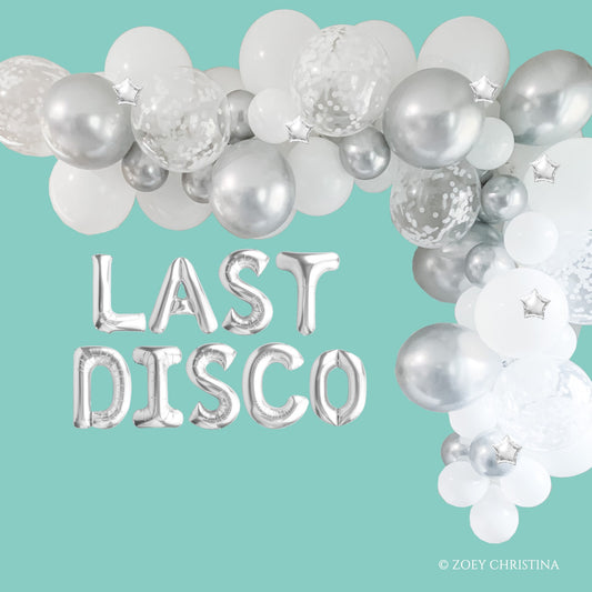 Disco-Themed Balloon Kit – "LAST DISCO" Foil Letters & Garland for Bachelorette & Birthday Parties