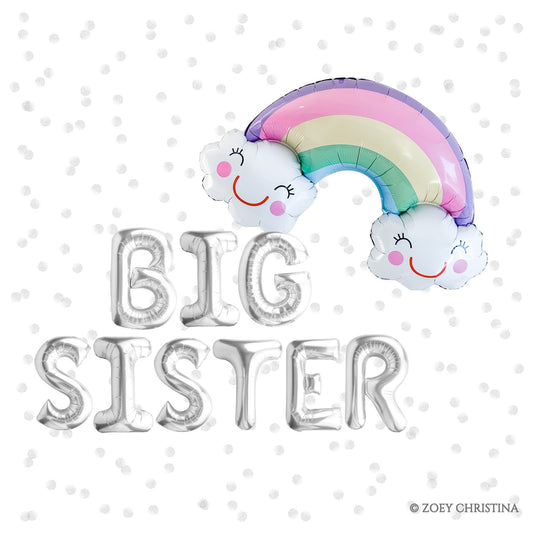 Big Sister Reveal Foil Balloon Kit – Customizable with Additional Balloons!