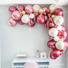 Luxury Red Balloon Arch – Chrome Red, Pearl White & Gold Party Decoration