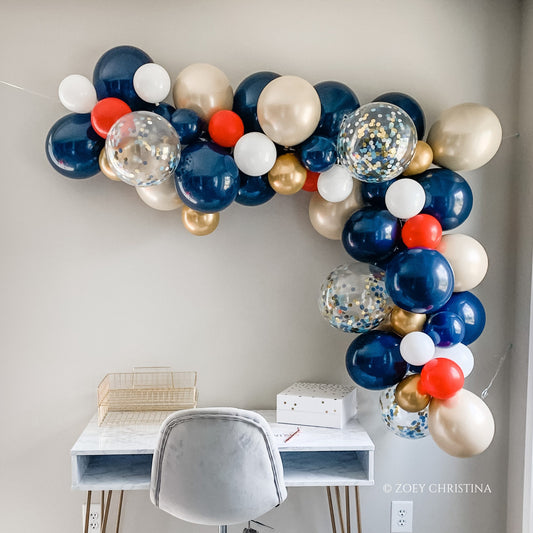 Pirate-Themed Balloon Garland Kit – Nautical Navy, Red & White Party Decor