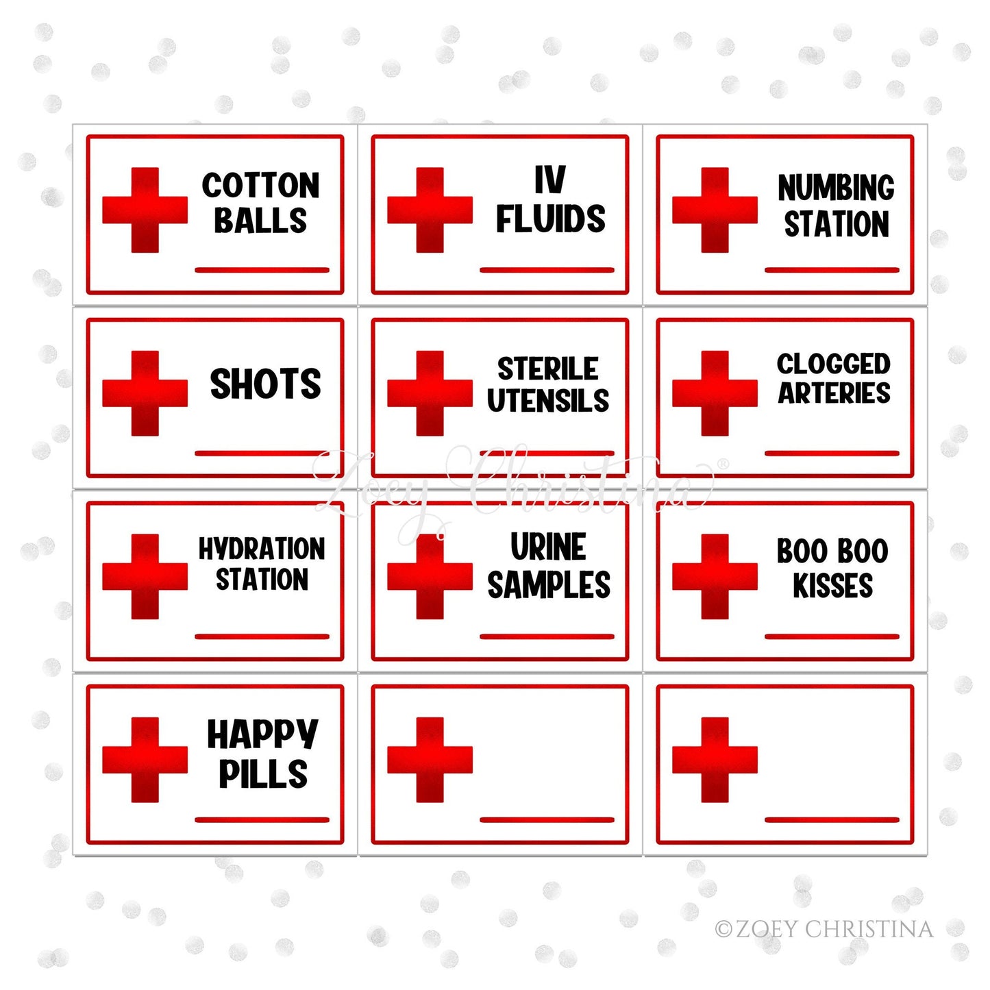 Nurse Graduation Party Table Tent Cards – 12 Pack (Red Foil) for Party Labels