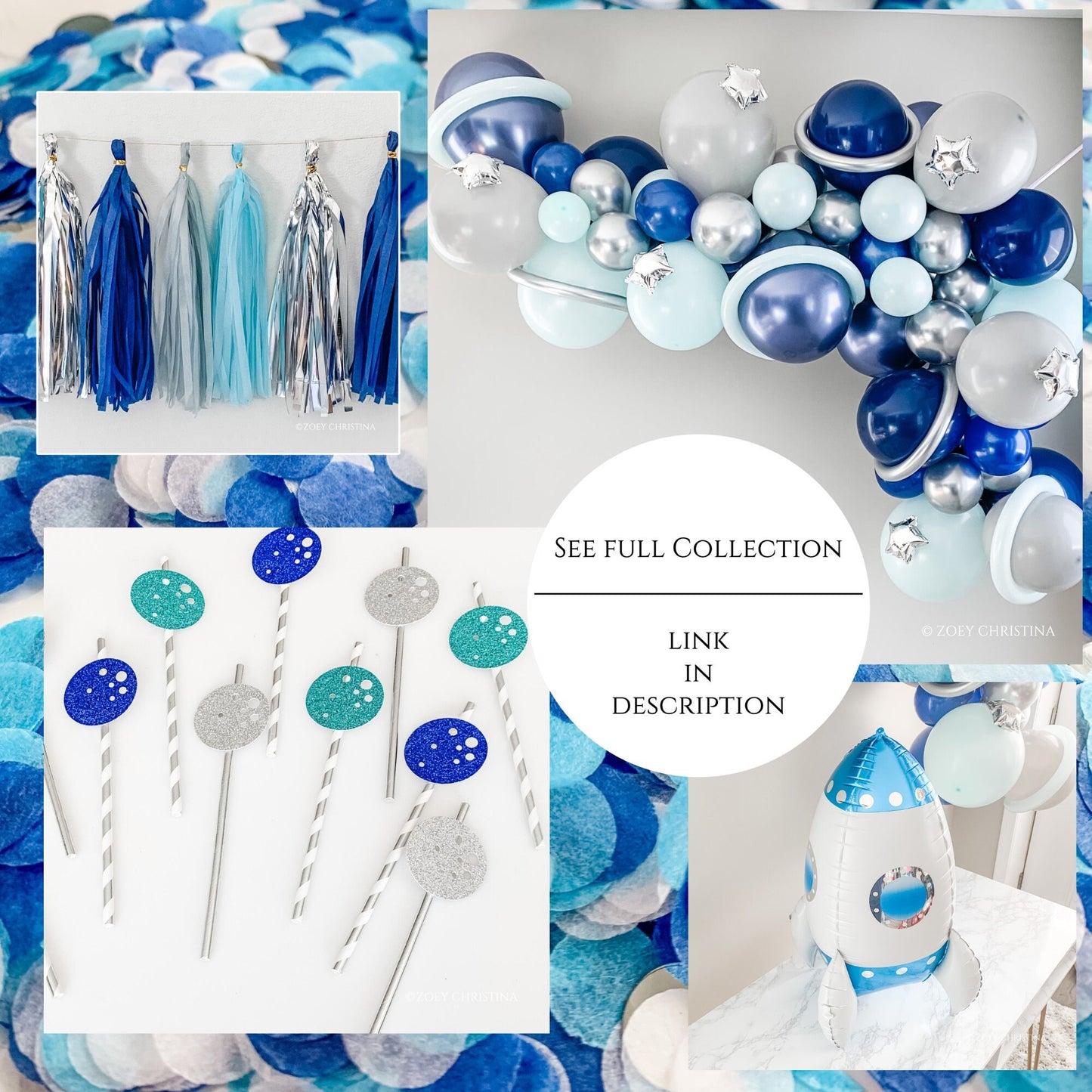 Outer Space Balloon Garland – Blue Galaxy-Themed Balloon Arch Kit
