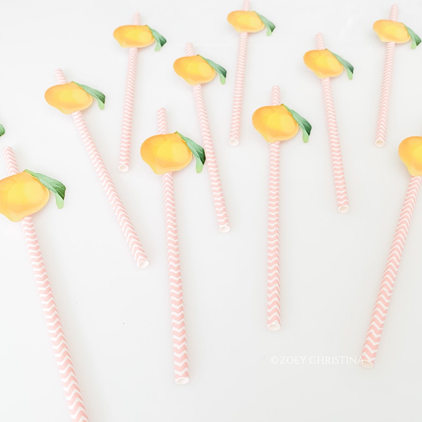 Lemon Paper Straws – 12-Pack Yellow or Pink Straws for Lemonade Stands & Summer Parties