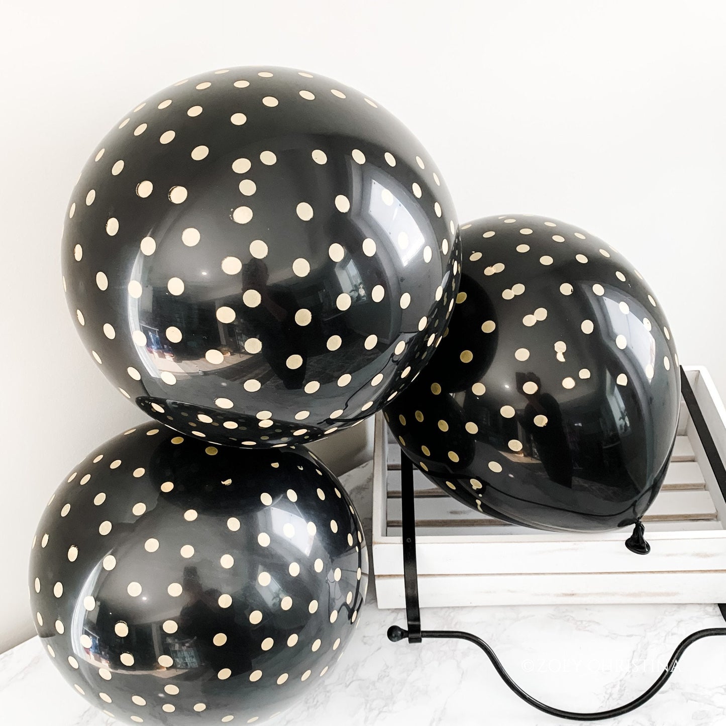 Black & Gold Polka Dot Balloons – NYE, Birthday, & Graduation Balloons