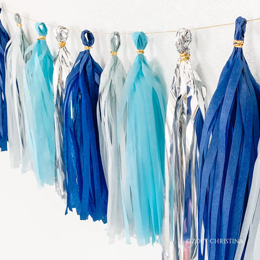 Space-Themed Tassel Pack – Blue & Silver Outer Space Party Decor