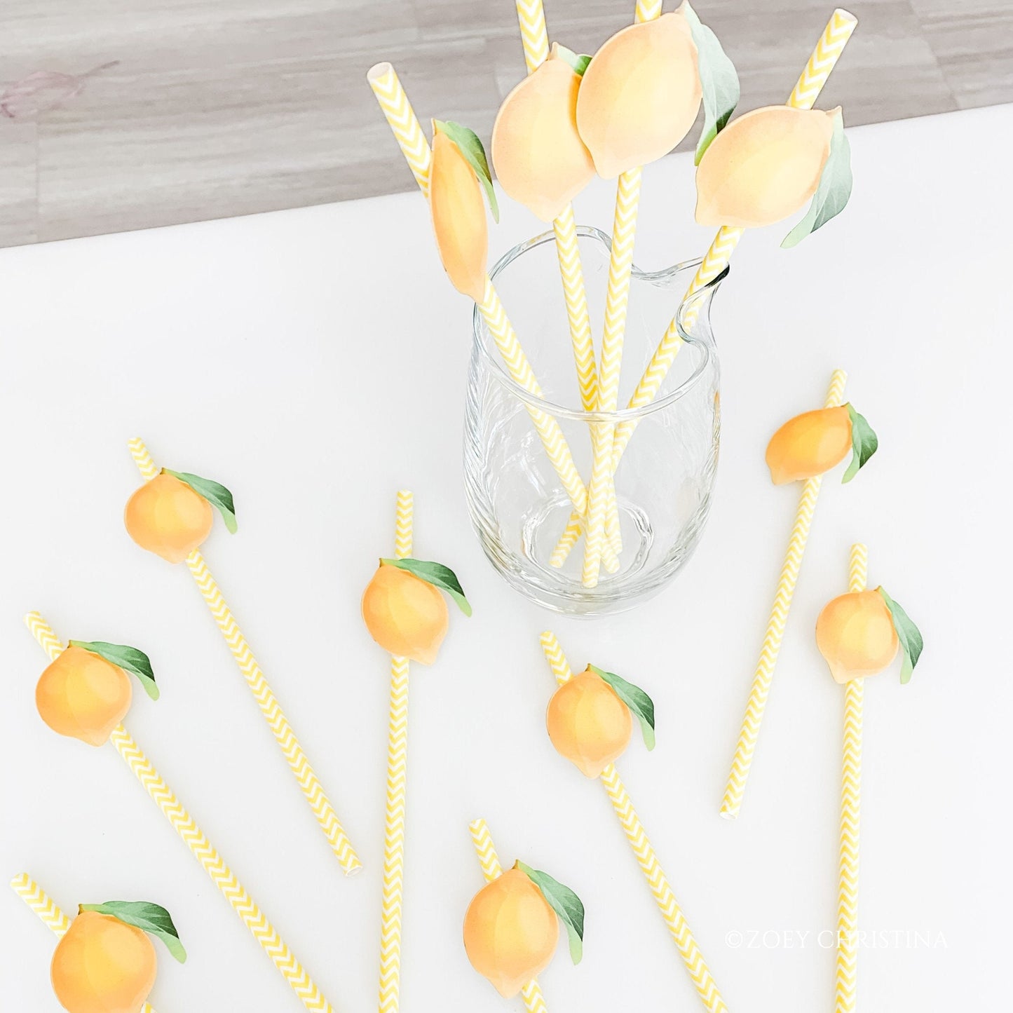 Lemon Paper Straws – 12-Pack Yellow or Pink Straws for Lemonade Stands & Summer Parties