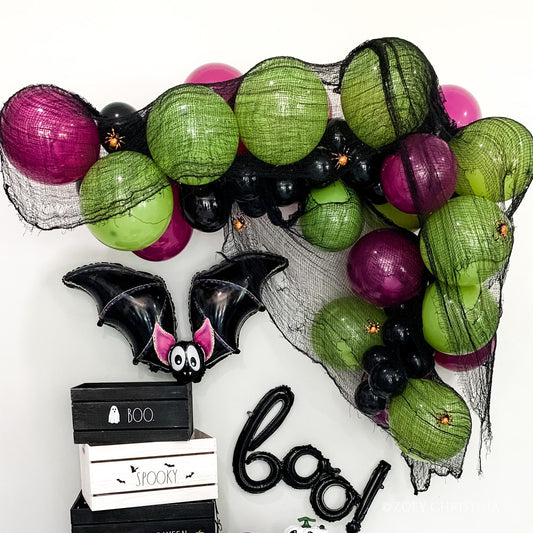 Haunted House Balloon Garland β Gothic & Eerie Halloween Party Supplies