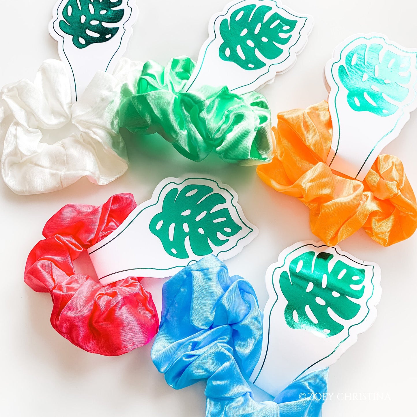 Tropical Hair Tie Favors – "Tropic Like It’s Hot" Palm Leaf Tag