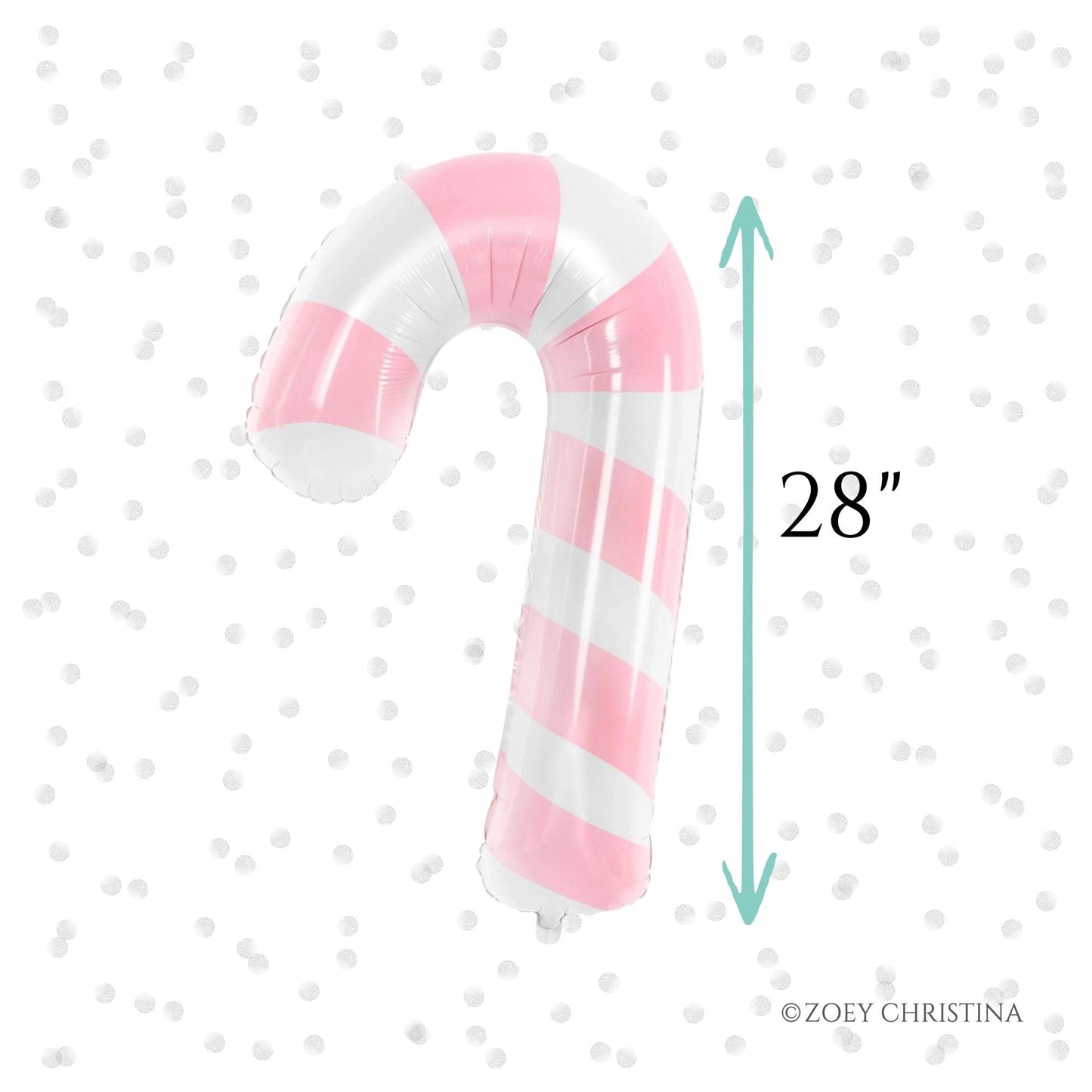 Pink & White Candy Cane Foil Balloon – Christmas Party Decoration