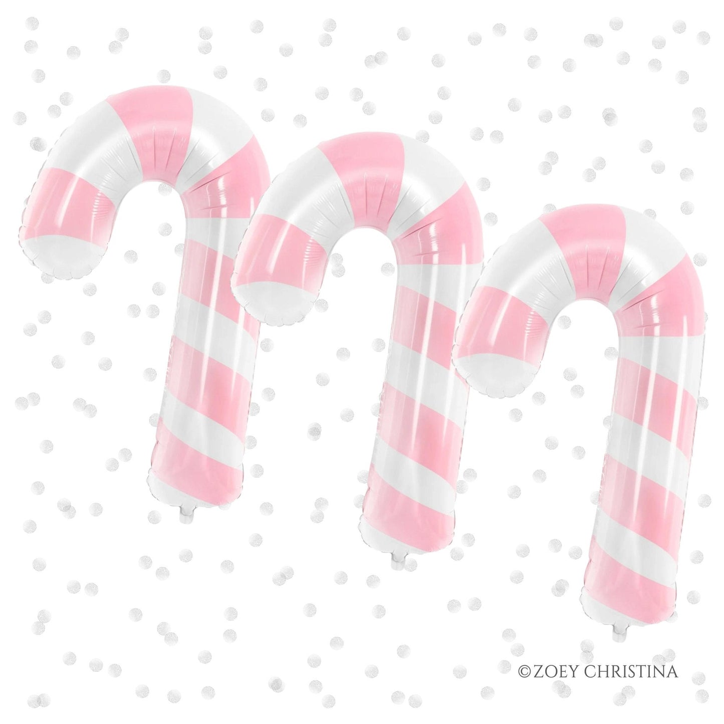 Pink & White Candy Cane Foil Balloon – Christmas Party Decoration
