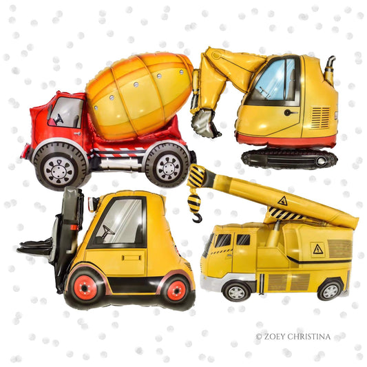 Construction Party Foil Balloons – Work Zone Birthday Decorations