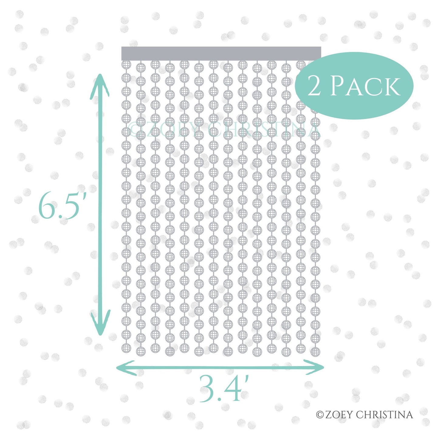 Disco Ball Foil Party Curtains – 6.5’ x 3.4’ (2 Pack) | 70s Party Backdrop
