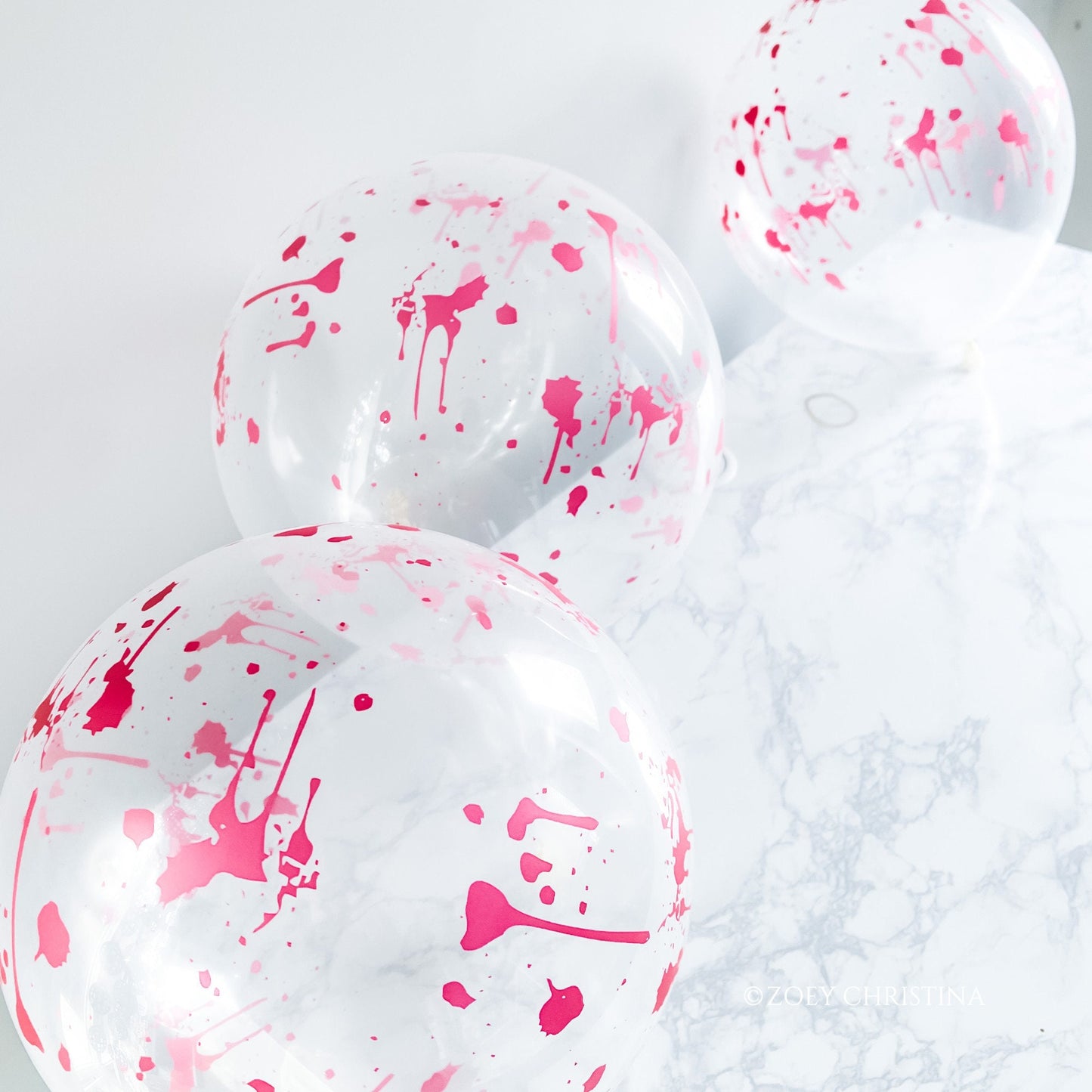 Blood Splatter Balloon – 12” Clear Latex Party Decor