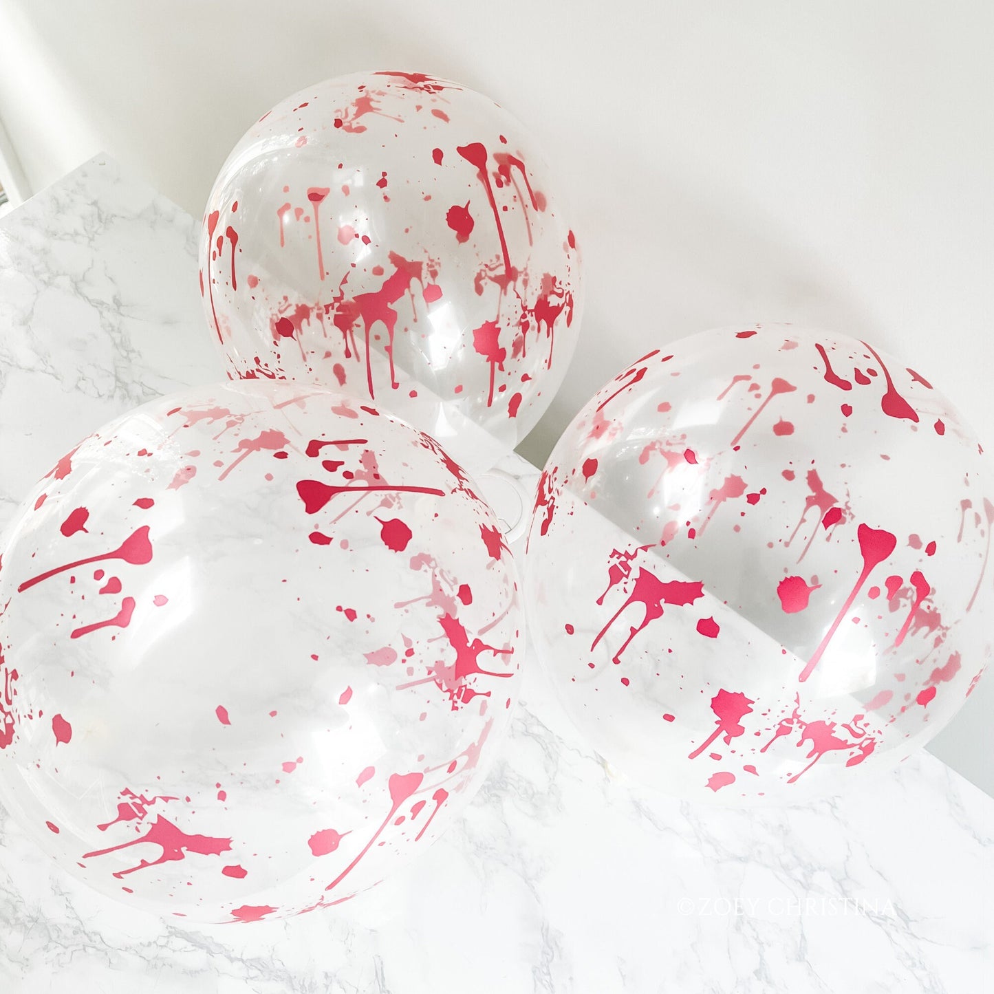 Blood Splatter Balloon – 12” Clear Latex Party Decor