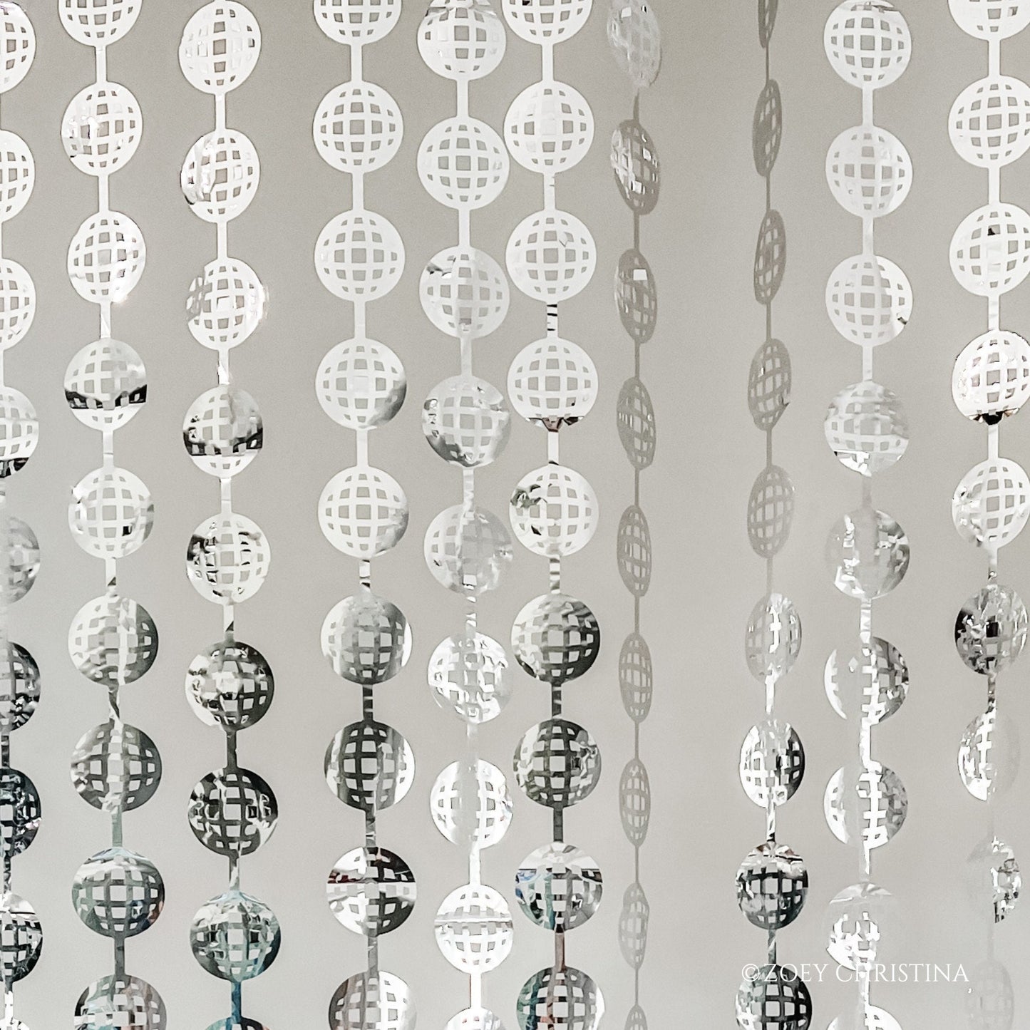 Disco Ball Foil Party Curtains – 6.5’ x 3.4’ (2 Pack) | 70s Party Backdrop