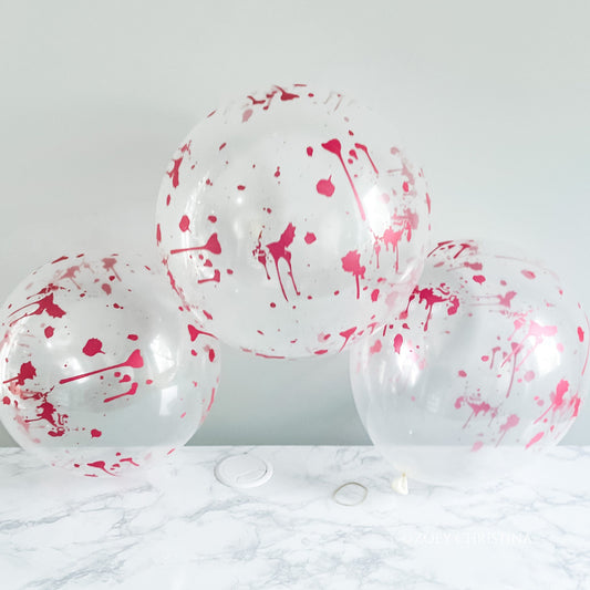 Blood Splatter Balloon – 12” Clear Latex Party Decor