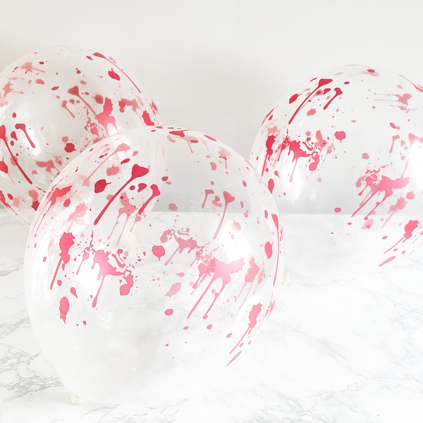 Blood Splatter Balloon – 12” Clear Latex Party Decor